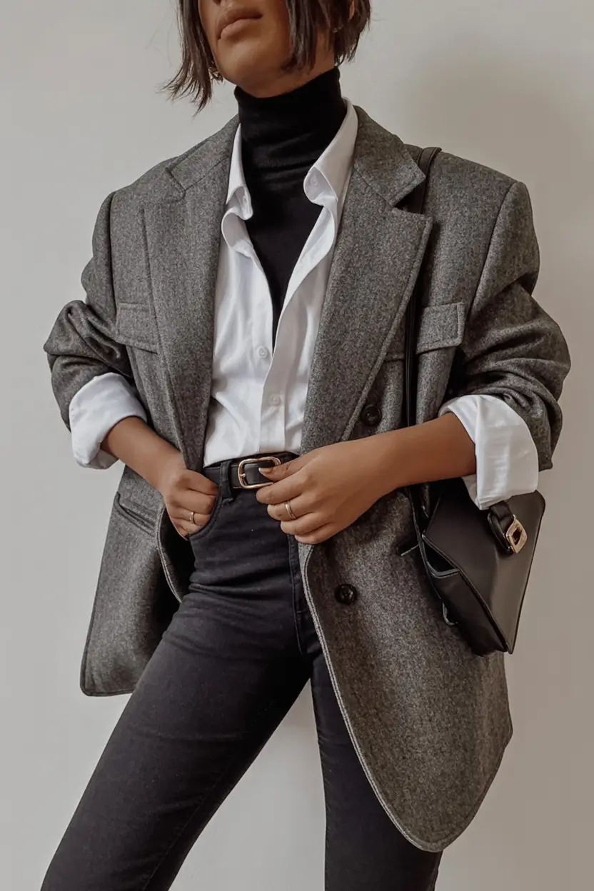 winter outfit inspo 2025 2026 trends ideas Sharp Layers with Menswear Energy