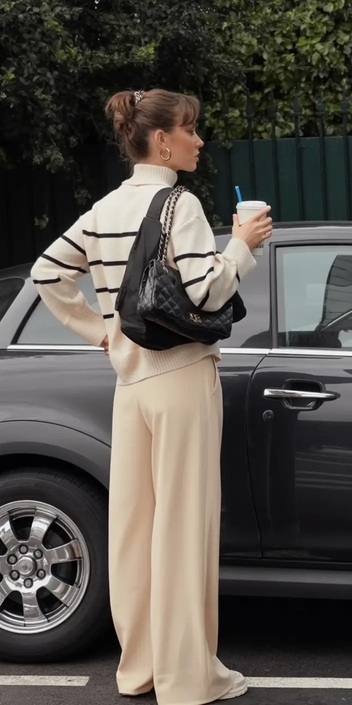 winter outfit inspo 2025 2026 trends ideas Effortless Stripes and Creamy Tones