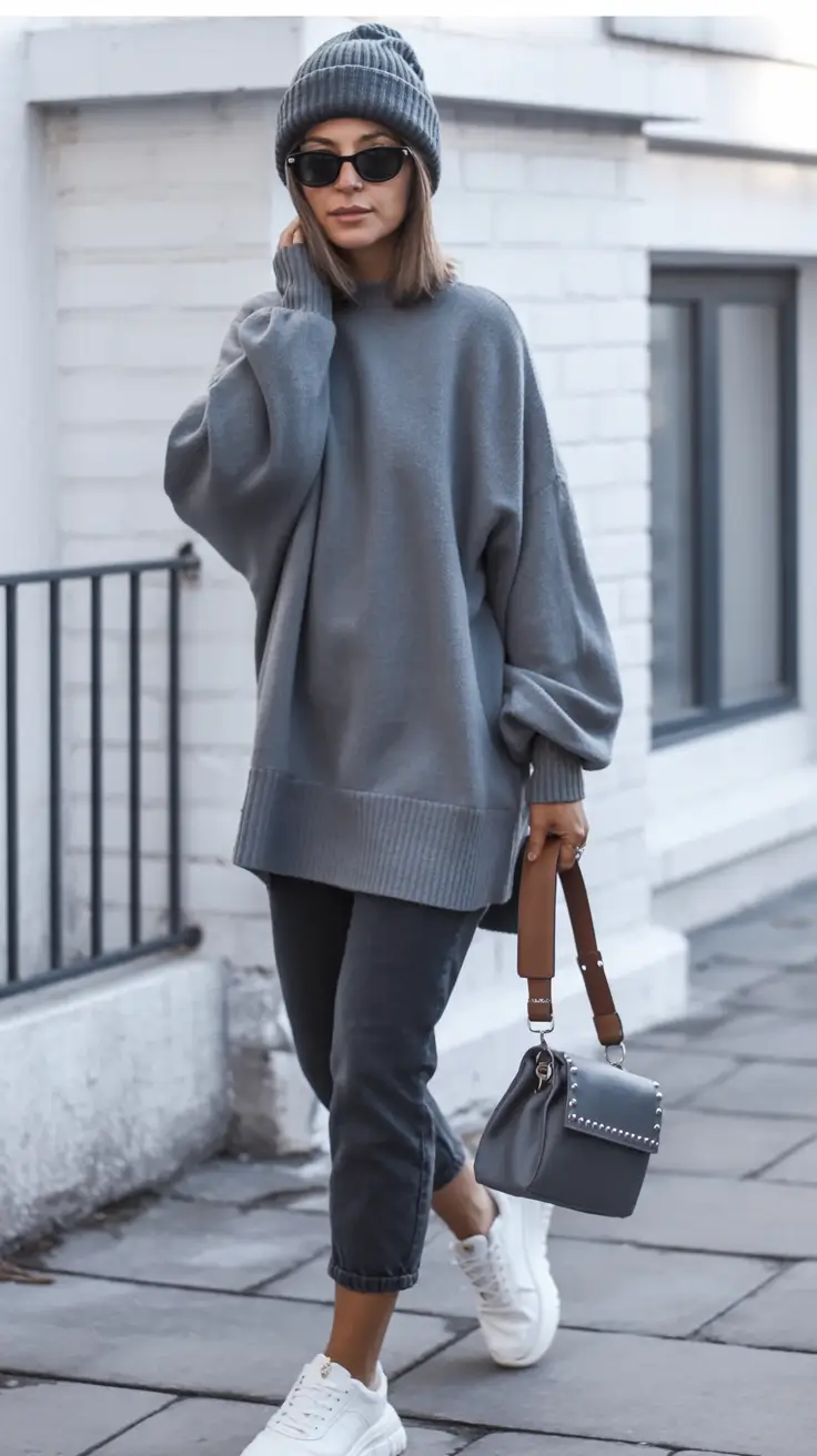 winter outfit inspo 2025 2026 trends ideas Oversized Knits and Muted Cool Tones