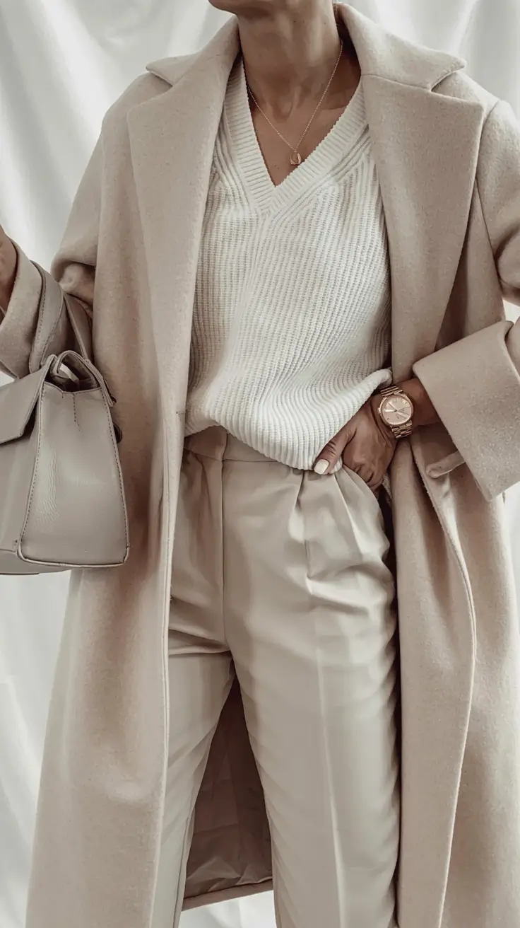 winter outfits aesthetic 2025 2026 Minimalist Cream Power Dressing
