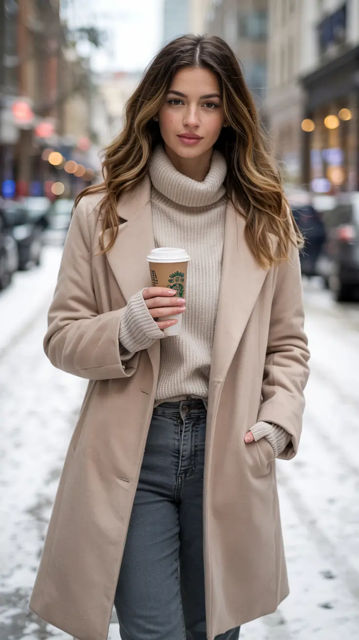 winter outfits aesthetic 2025 2026 Creamy Layers for City Winters