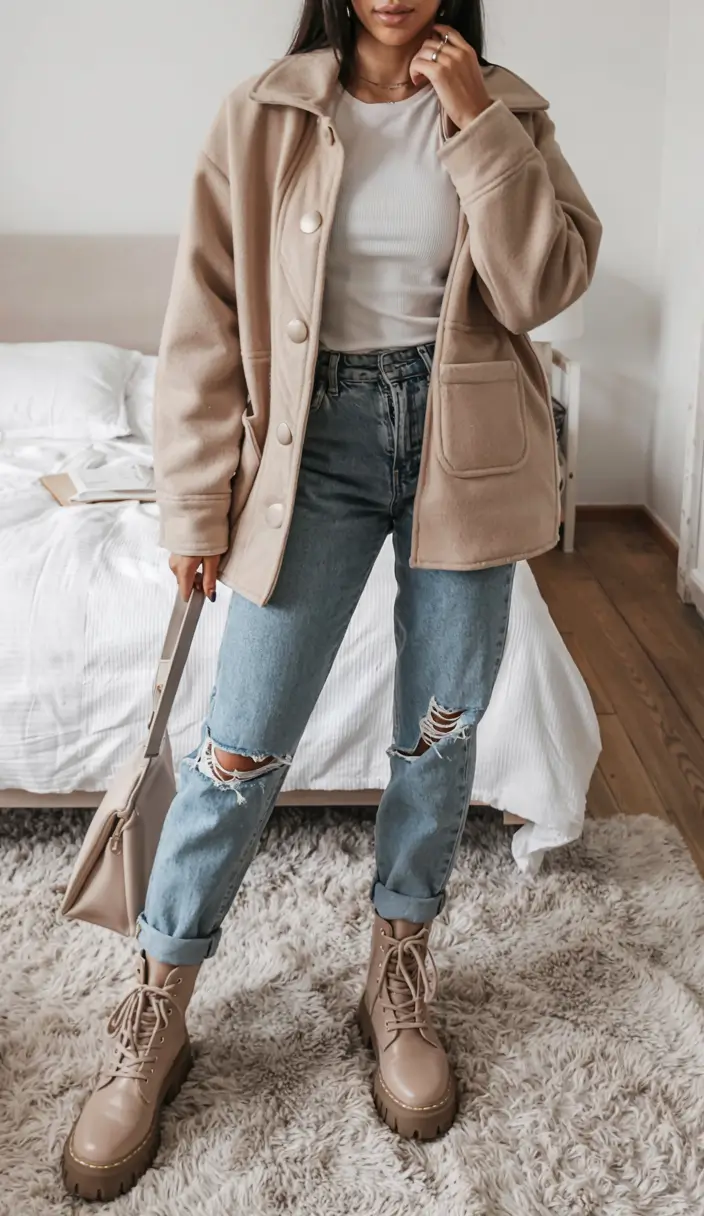 winter outfits aesthetic 2025 2026 Casual Cool with Combat Boots