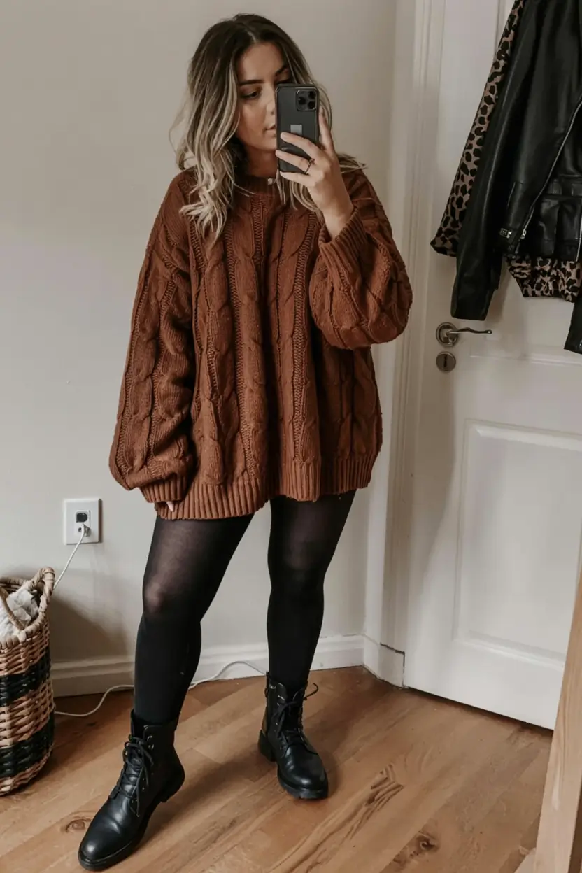 winter outfits aesthetic 2025 2026 Oversized Knit as a Statement