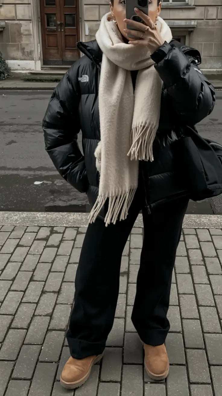 winter outfits aesthetic 2025 2026 Puffer Practicality with Style