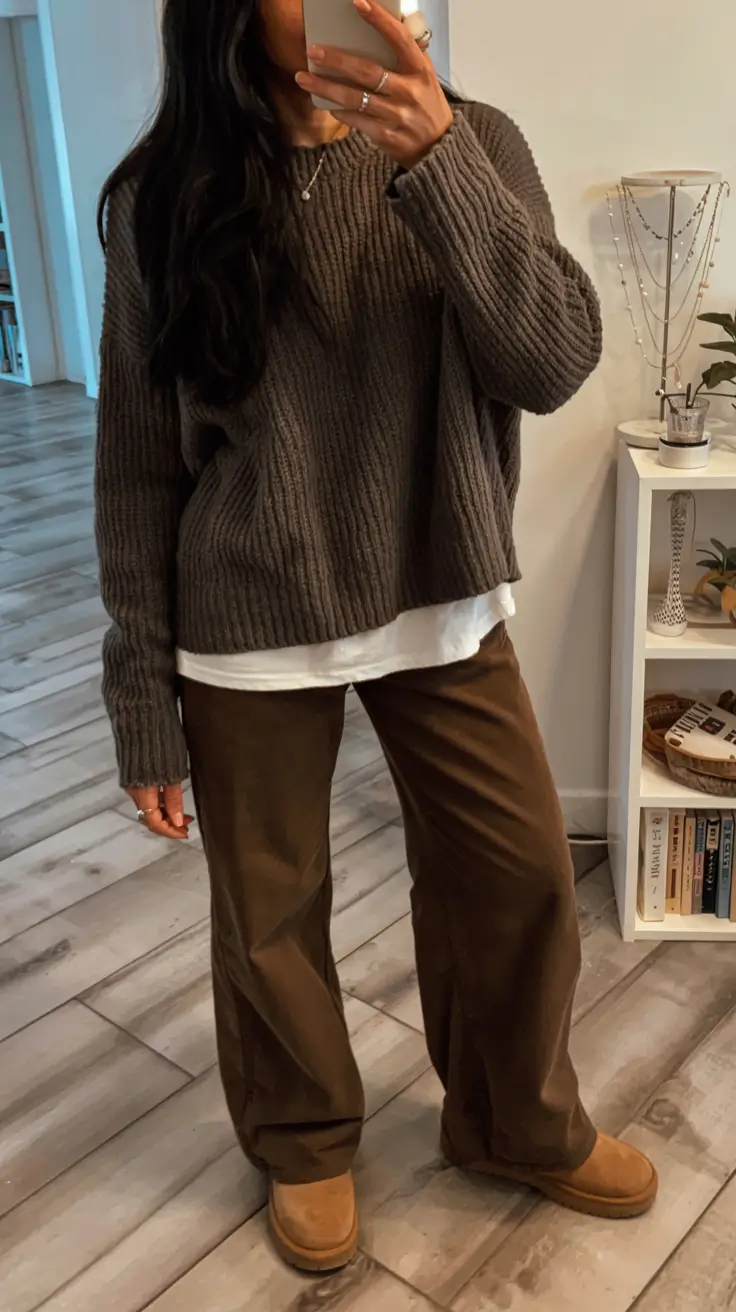 winter outfits aesthetic 2025 2026 Relaxed Brown Tones