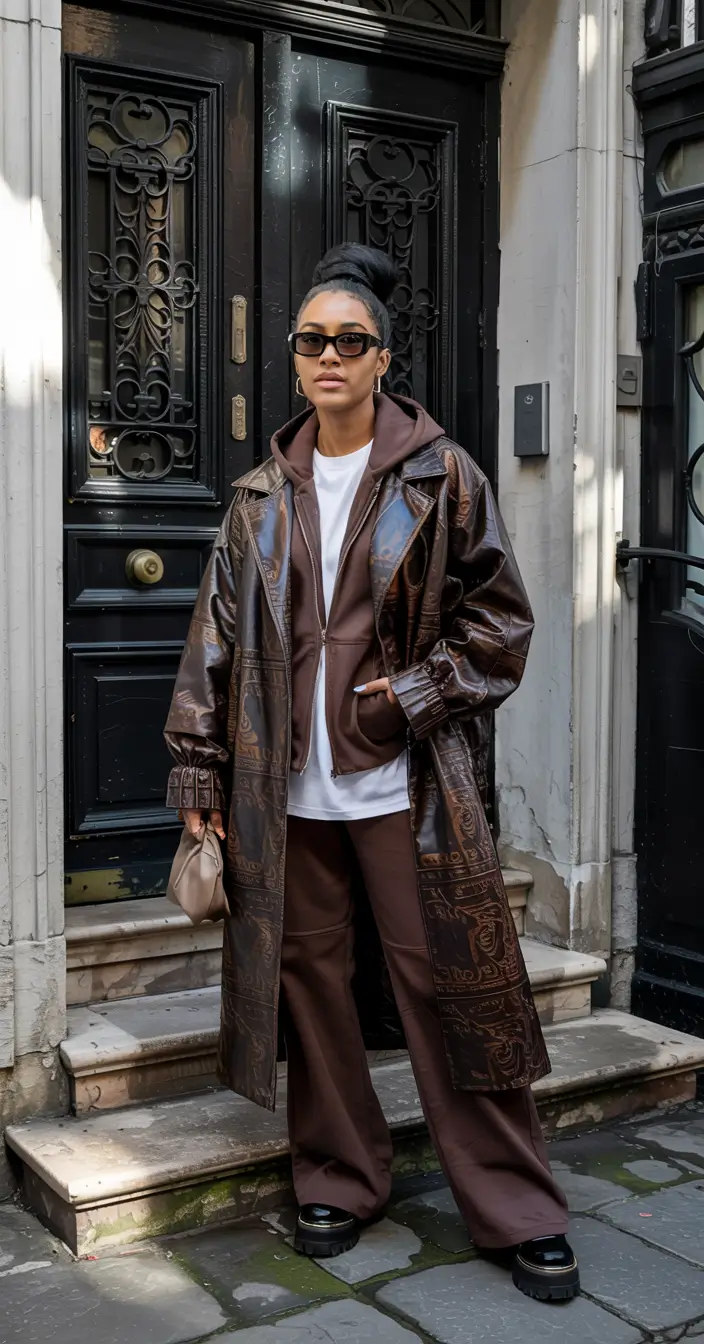 winter outfits blackgirl 2025 2026 Layered Brown Harmony