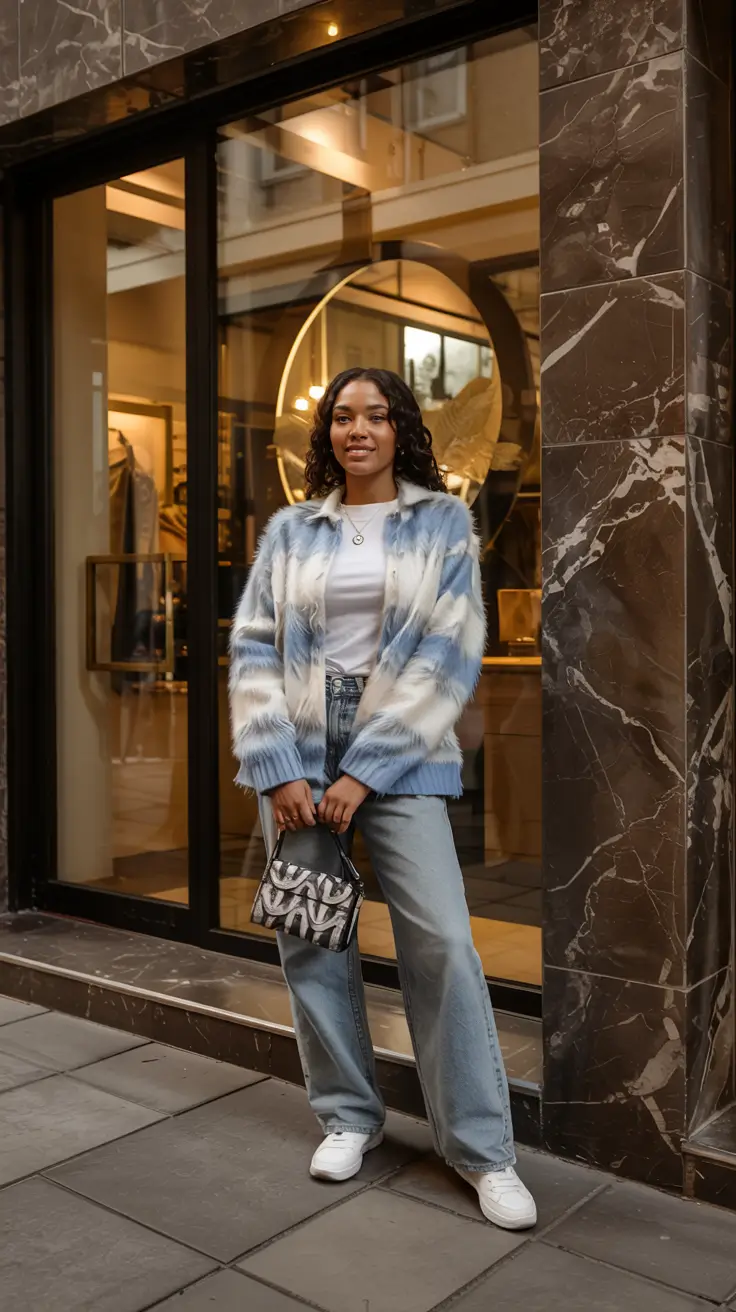 winter outfits blackgirl 2025 2026 Playful Blue Hues with Urban Touch