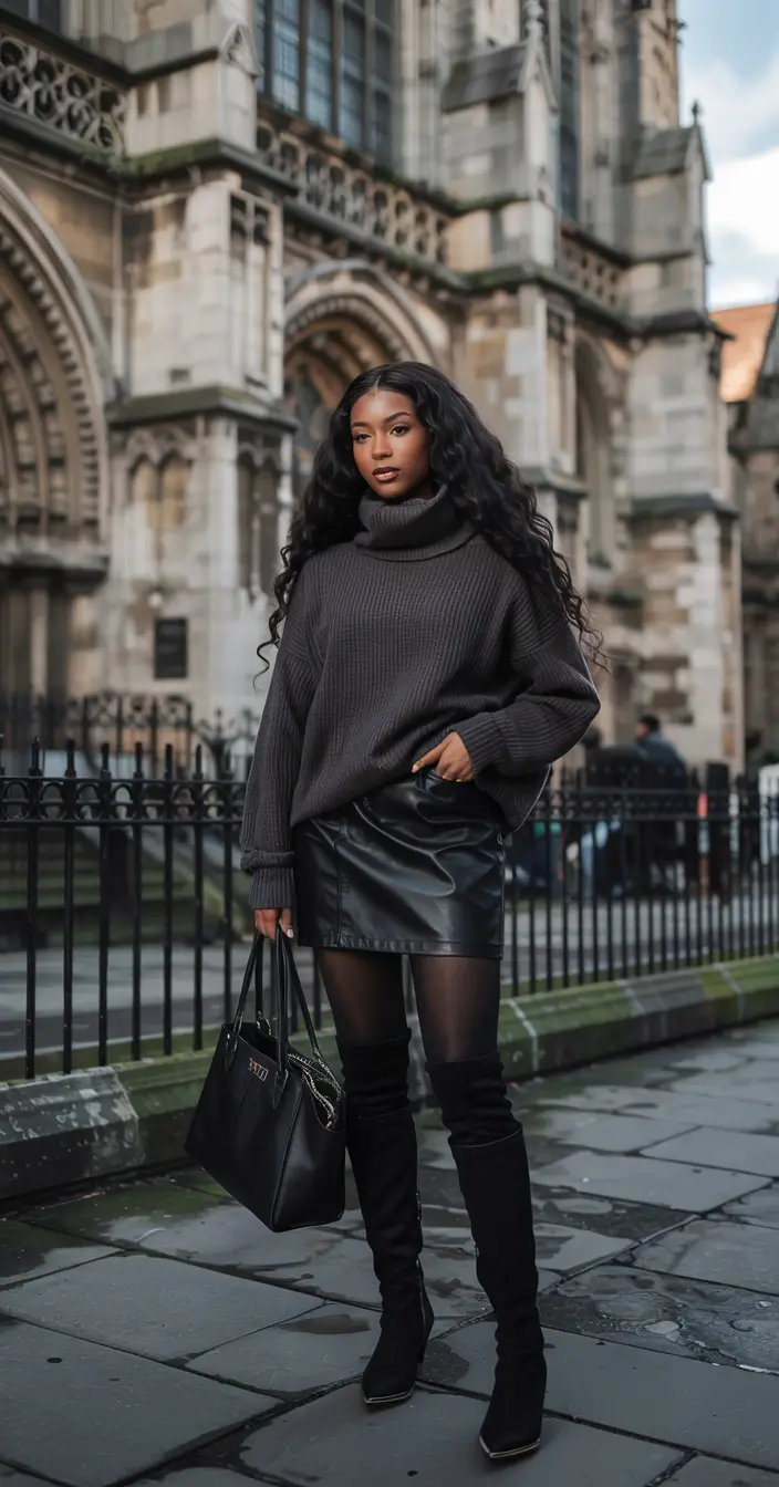 winter outfits blackgirl 2025 2026 Monochrome Sleek Glam