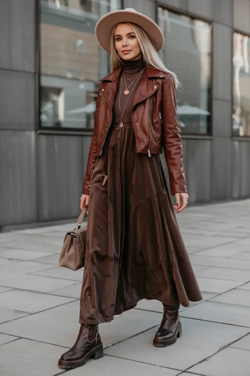 winter outfits cold weather ideas 2025 2026 Chocolate Layers With Edge