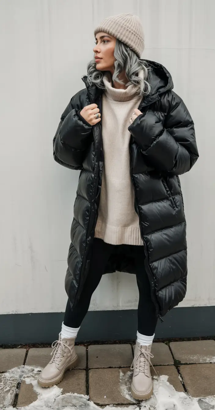 winter outfits cold weather ideas 2025 2026 Black Coat Cozy Neutrals