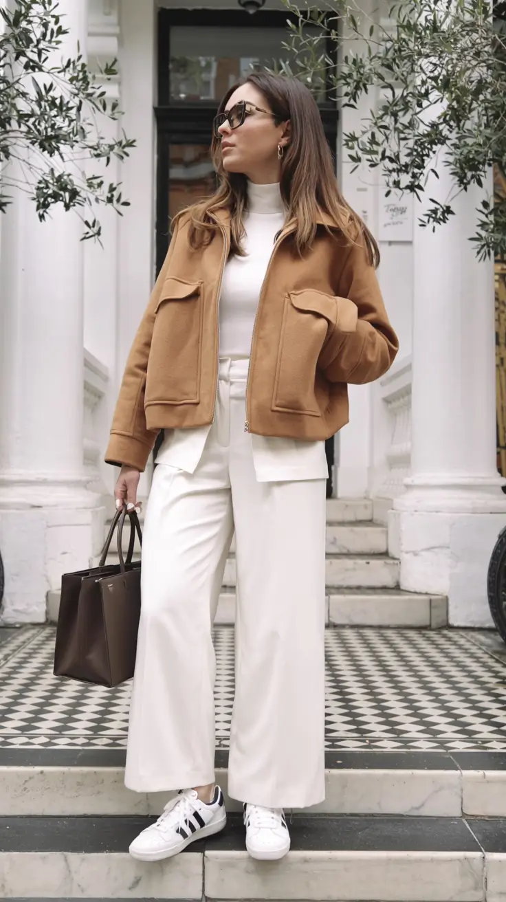 winter outfits for women over 40 ideas 2025 2026 Chic Contrast in Camel and White