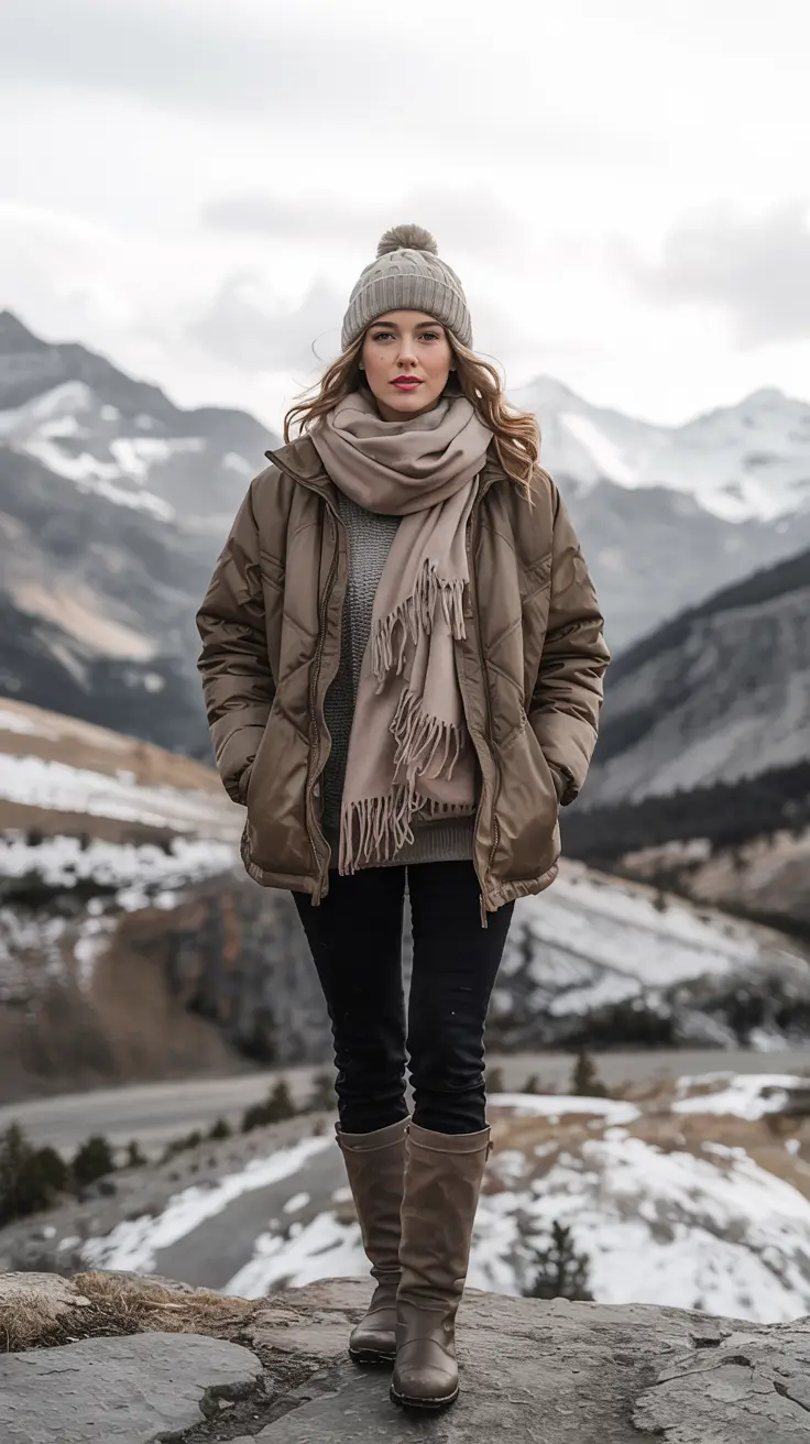 winter outfits for women over 40 ideas 2025 2026 Mountain-Ready Comfort with Style