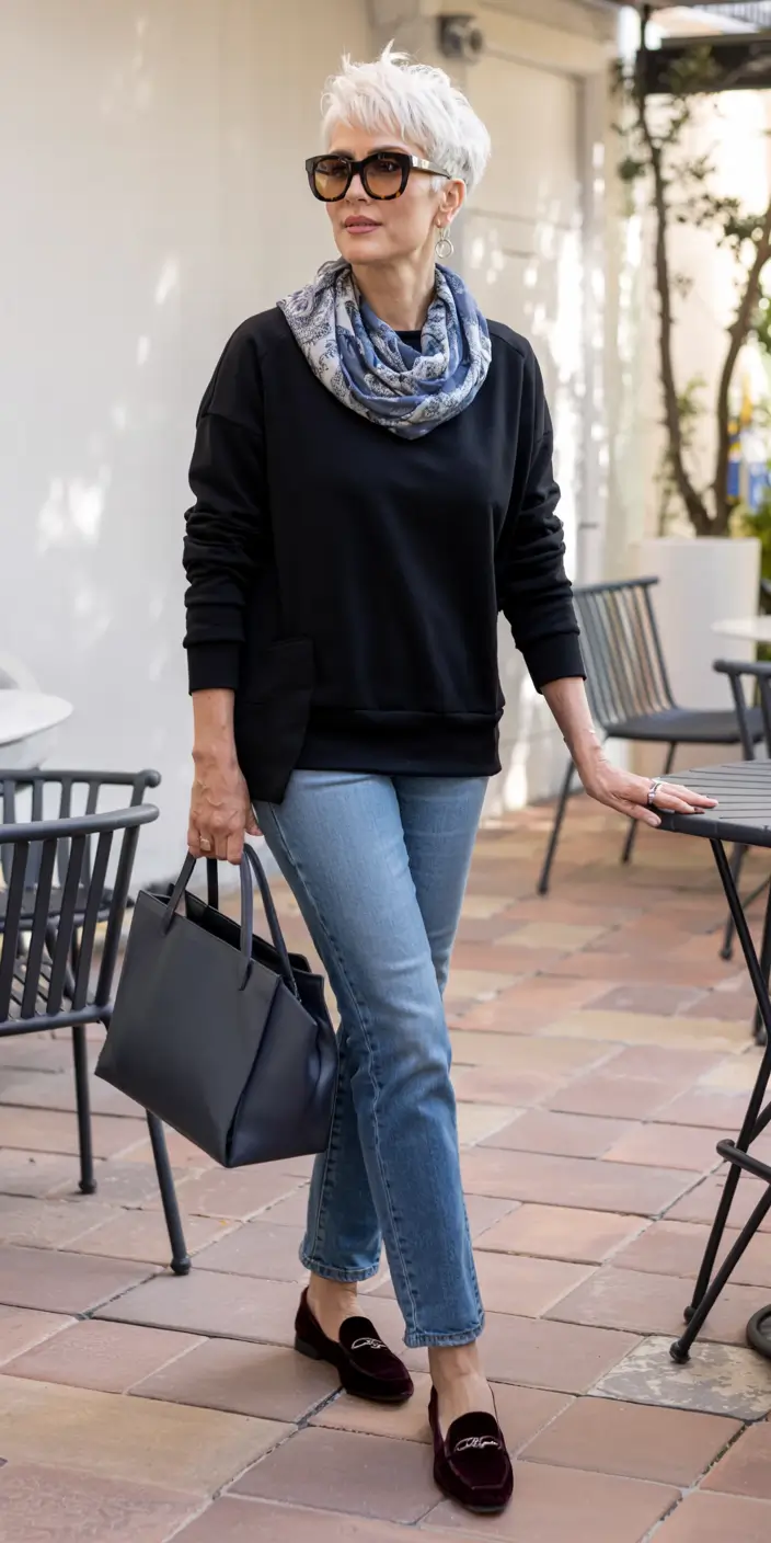 winter outfits for women over 50 ideas 2025 2026 Relaxed Chic with Polished Details