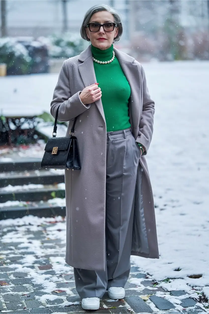 winter outfits for women over 50 ideas 2025 2026 Elegant Pops of Color