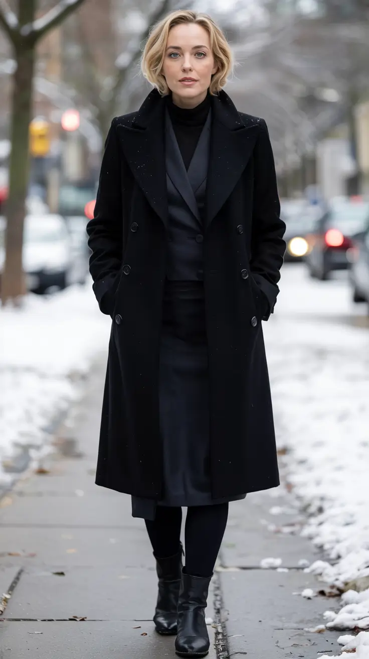 winter outfits for women over 60 ideas 2025 2026 Modern Minimalism in Black