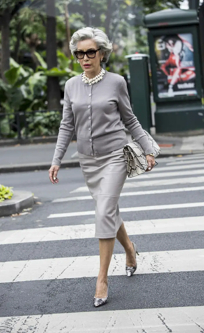 winter outfits for women over 60 ideas 2025 2026 Elegant Gray Monochrome