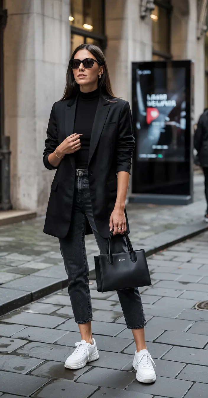 winter outfits inspiration 2025 2026 All-Black with a Sporty Twist