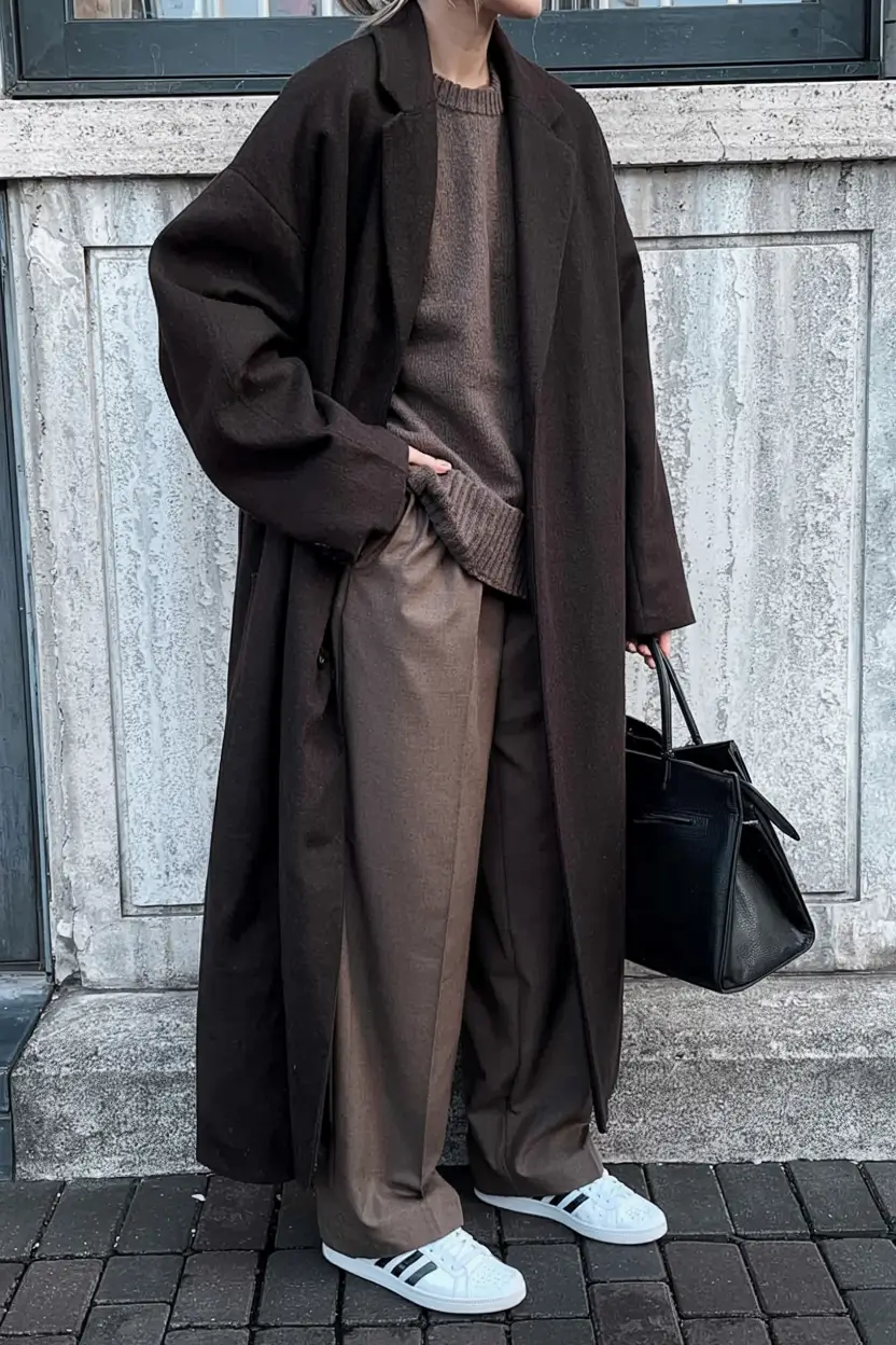 winter outfits inspiration 2025 2026 Earth-Toned Volume