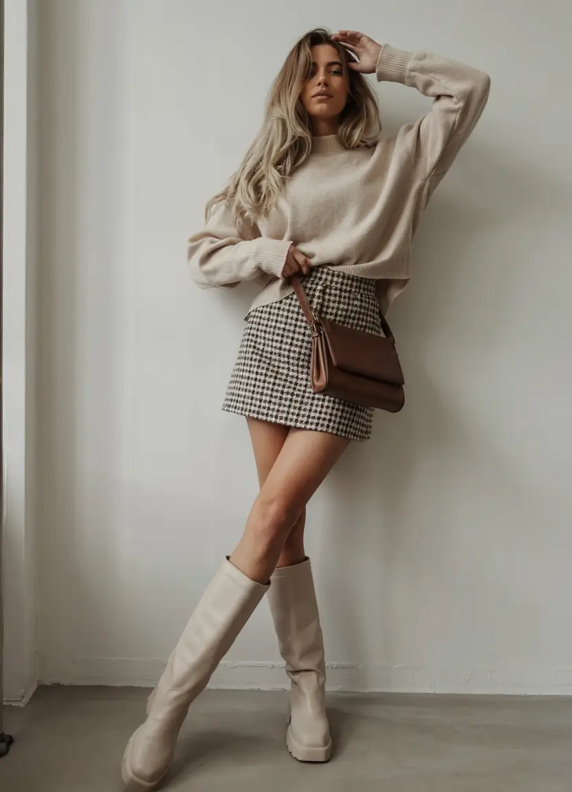 winter outfits inspiration 2025 2026 Playful Mini with Boots