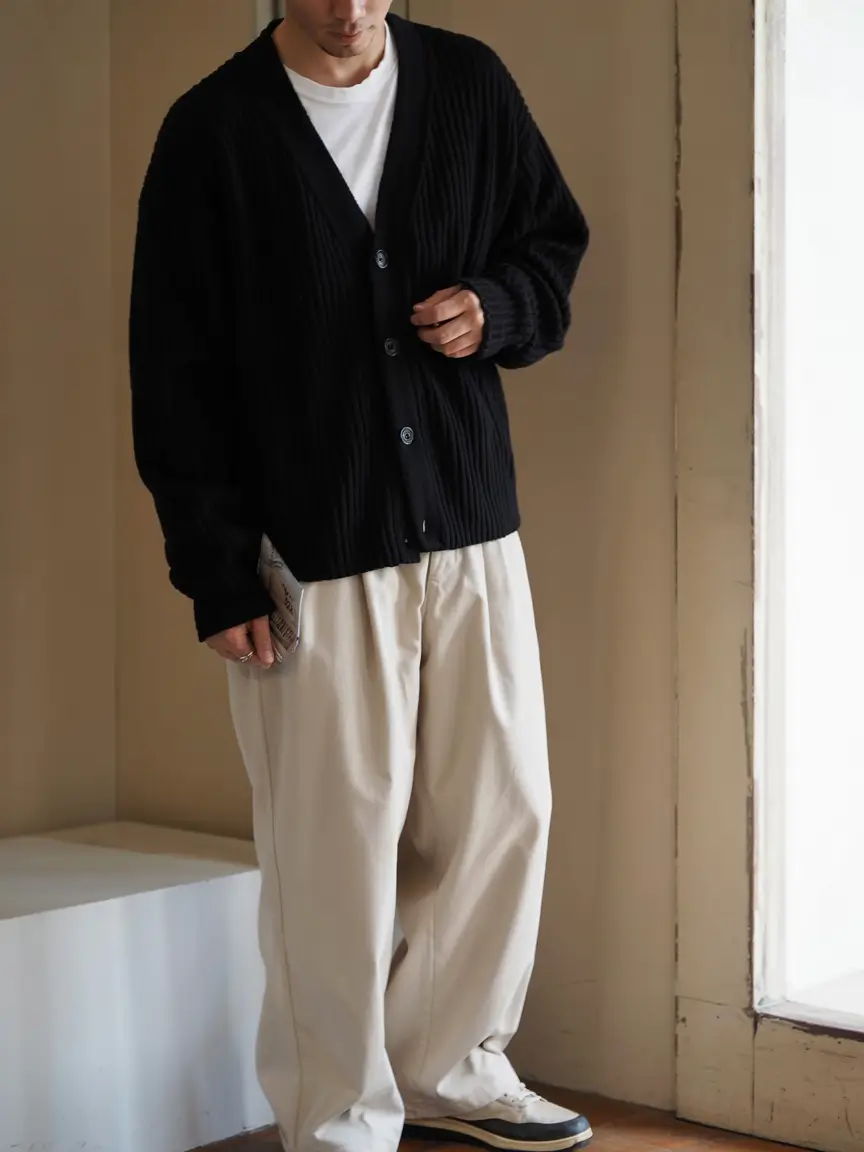 winter outfits men 2025 2026 style guide Relaxed Cardigan Charm