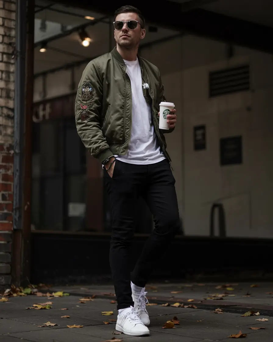 winter outfits men 2025 2026 style guide Bomber Jacket Attitude