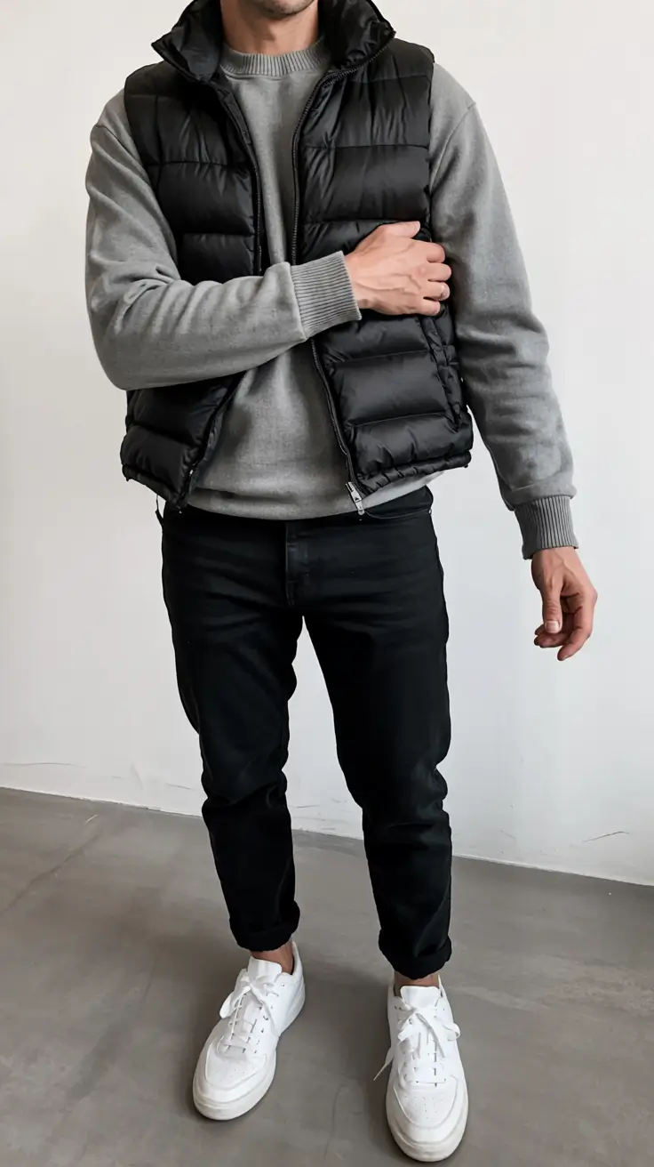 winter outfits men 2025 2026 style guide Layered Vest Energy