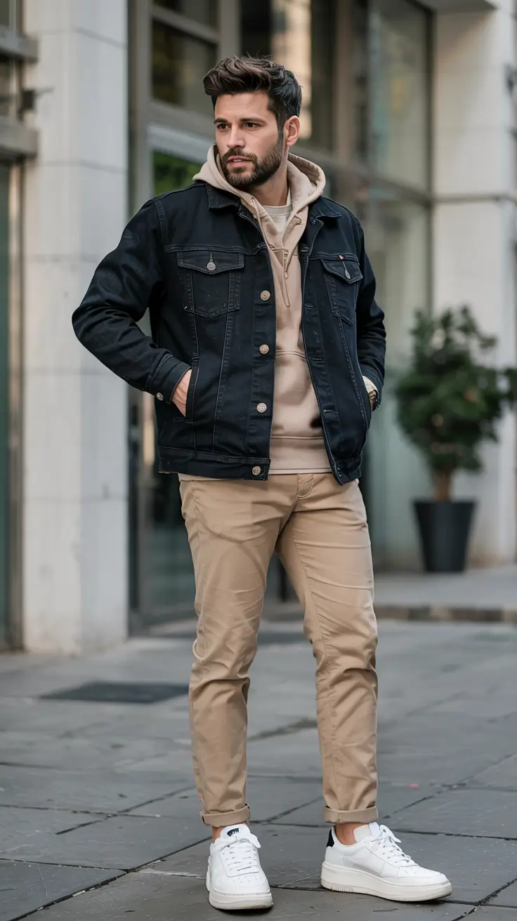 winter outfits men 2025 2026 style guide Denim Jacket Revival