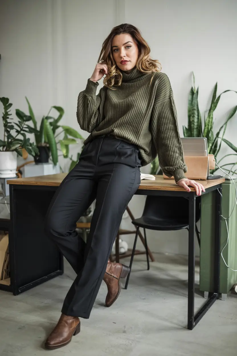winter work outfits 2025 2026 style guide Effortless Knit Sophistication