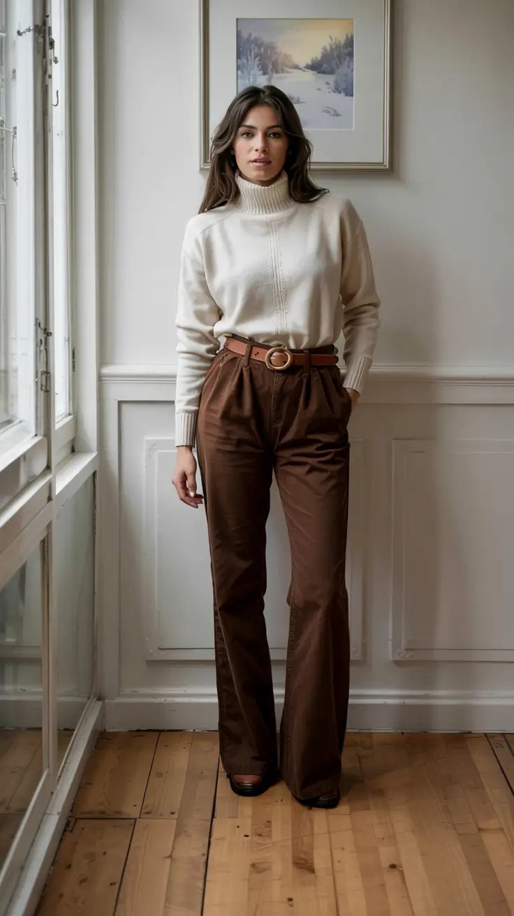winter work outfits 2025 2026 style guide Warm Neutrals with a Retro Touch