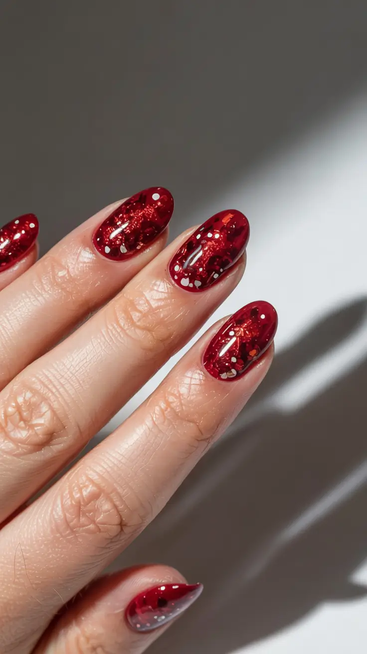 acrylic nails and color ideas winter 2025 2026 Glamorous Crimson Spark