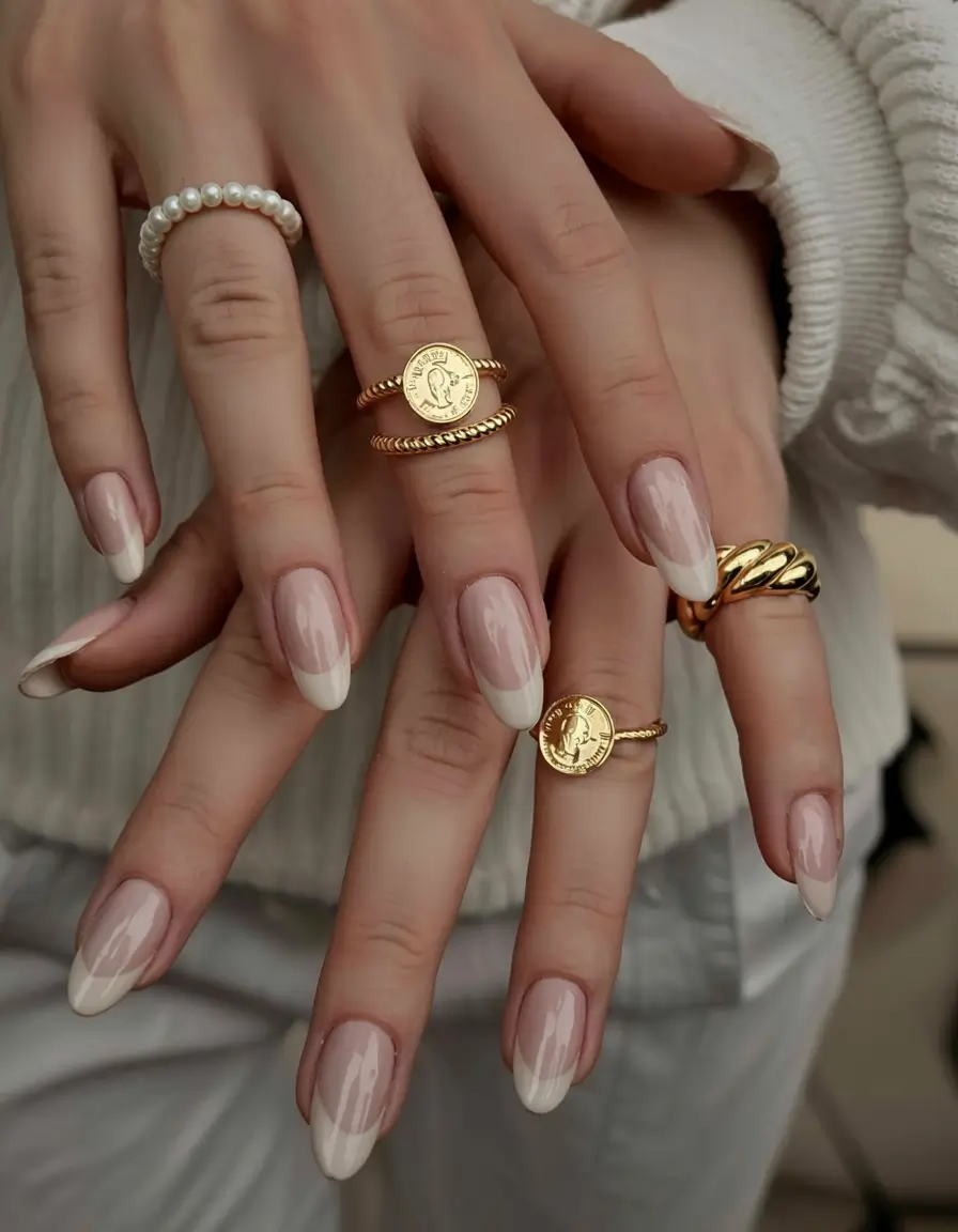 acrylic nails and color ideas winter 2025 2026 Classic Nude French Grace