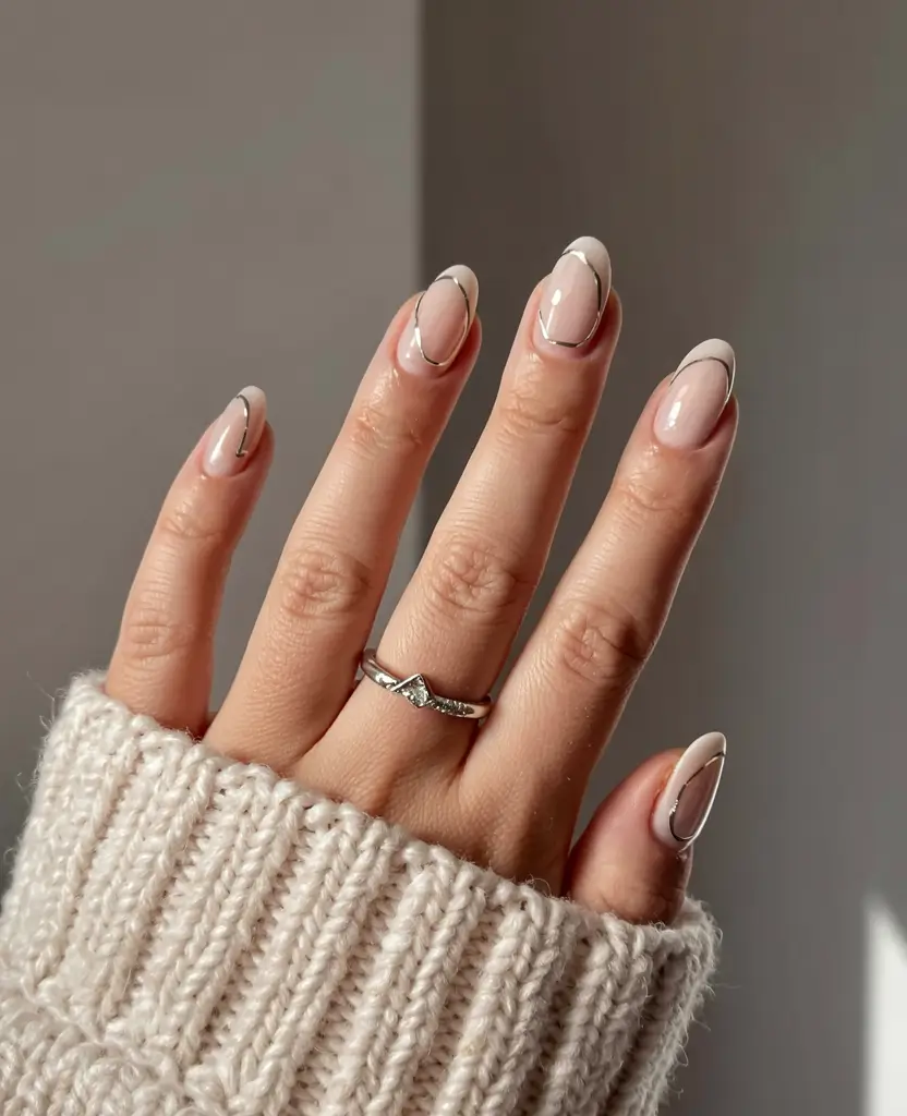 acrylic nails and color ideas winter 2025 2026 Golden Line Modernism