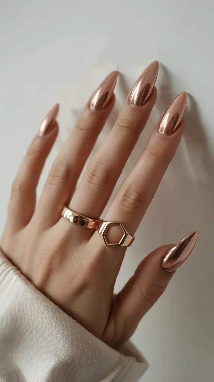 acrylic nails and color ideas winter 2025 2026 Rose Chrome Drama