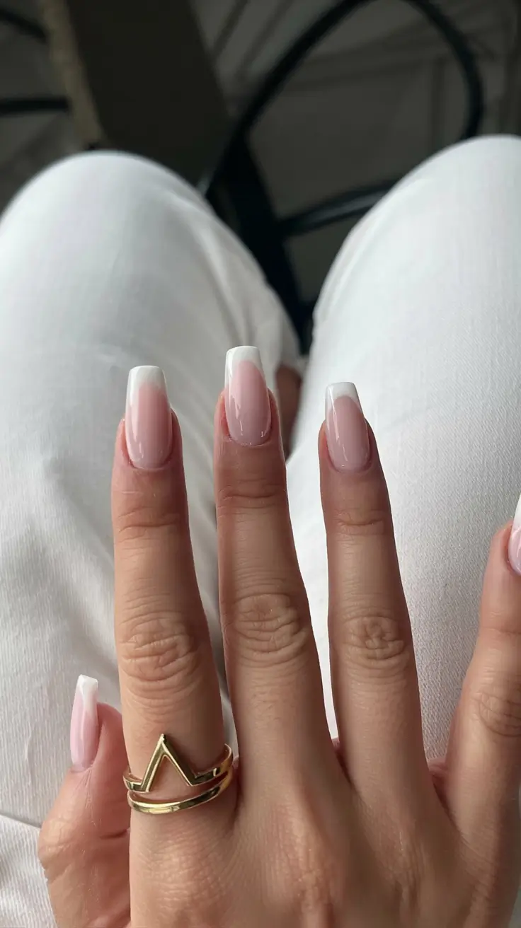 acrylic nails and color ideas winter 2025 2026 Square-Perfect French Fade