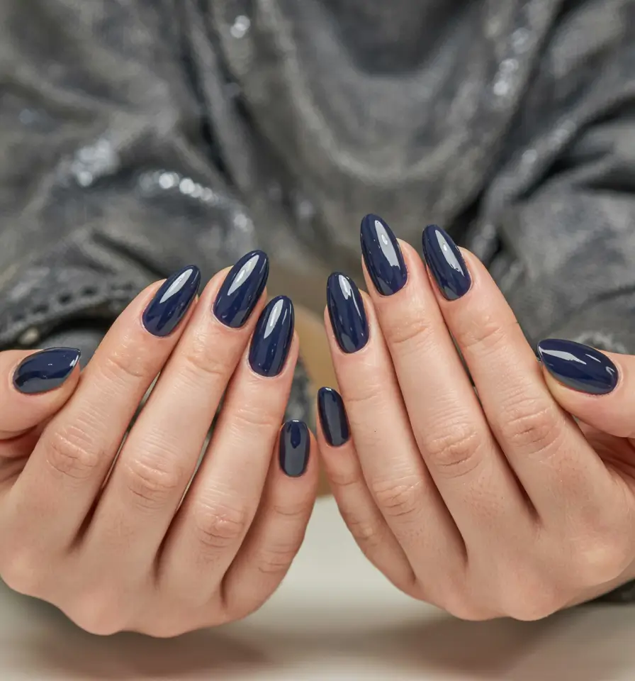 acrylic nails and color ideas winter 2025 2026 Midnight Navy Sophistication