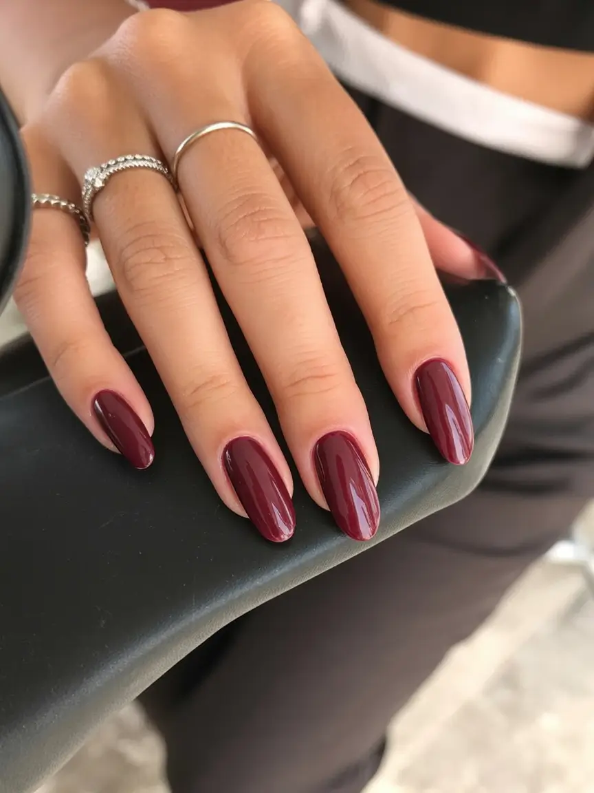 almond nails and color ideas winter 2025 2026 Classic Bordeaux Sophistication