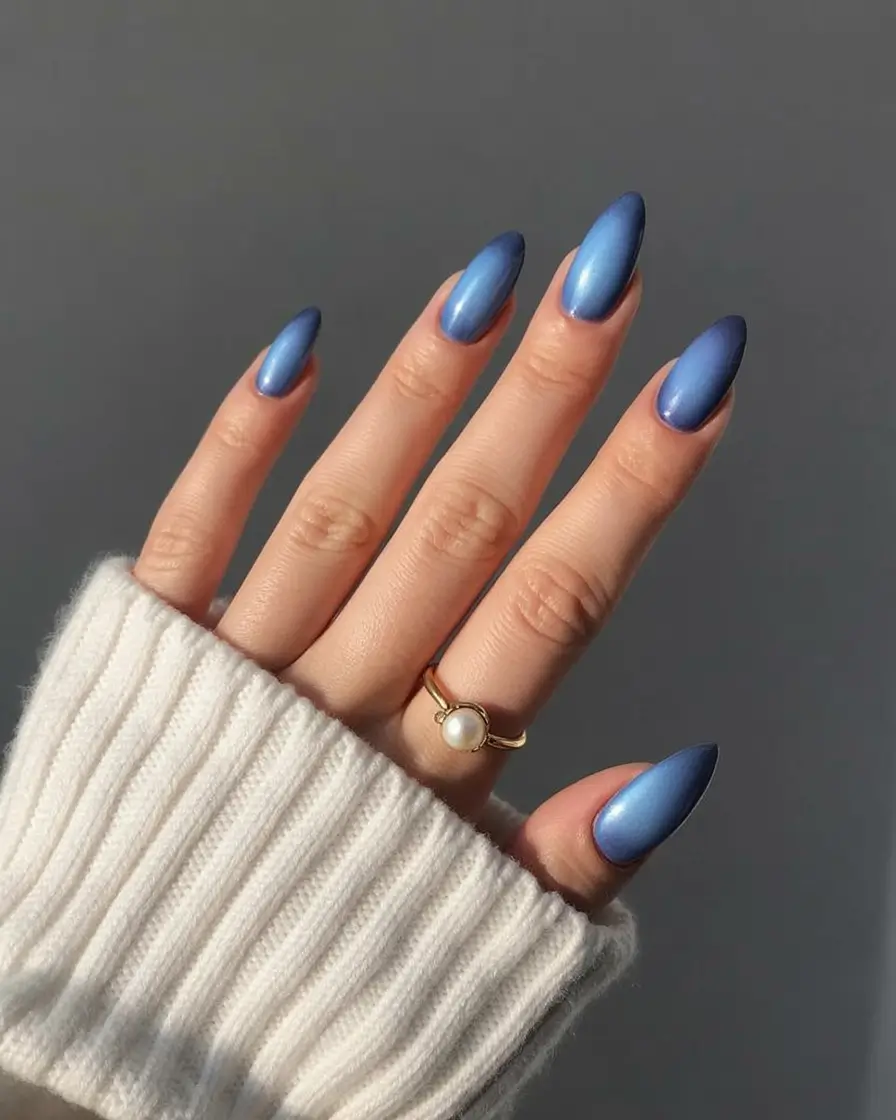 almond nails and color ideas winter 2025 2026 Arctic Blue Illusion
