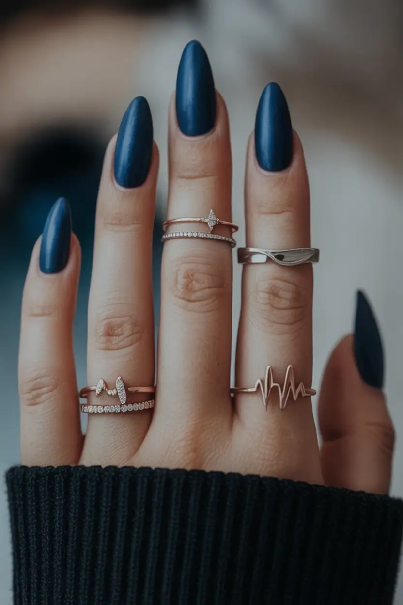 almond nails and color ideas winter 2025 2026 Velvet Midnight Matte