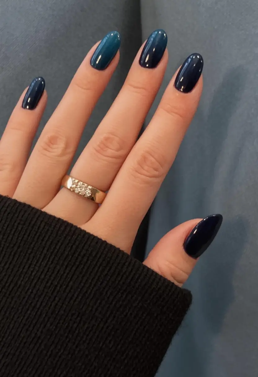 almond nails and color ideas winter 2025 2026 Deep Ocean Ombré