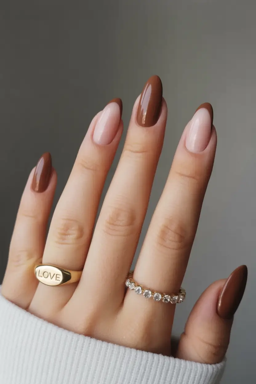 almond nails and color ideas winter 2025 2026 Coffee Cream Duality