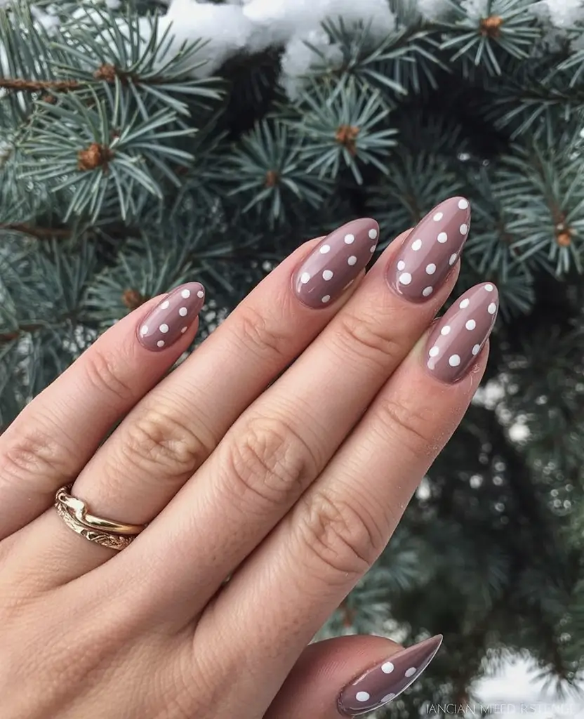 almond nails and color ideas winter 2025 2026 Winter Polka Play