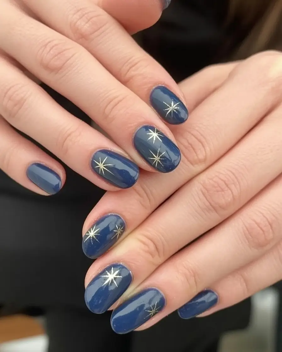 almond nails and color ideas winter 2025 2026 Midnight Sky Spark
