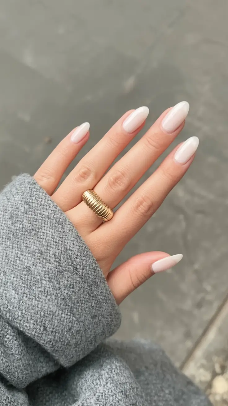 almond nails and color ideas winter 2025 2026 Frosted Pearl Whisper