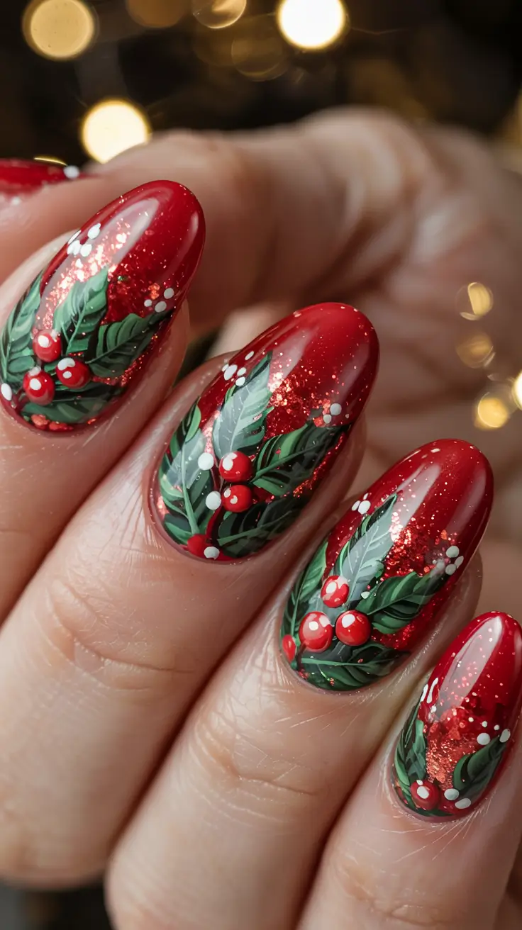 Best Gel Nails Christmas 2025 Crimson Evergreen Dream