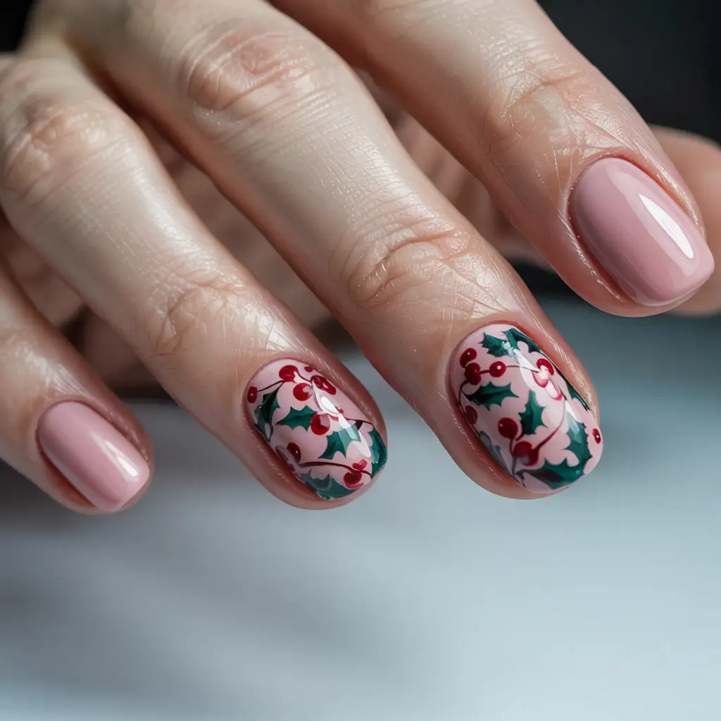 Best Gel Nails Christmas 2025 Blush & Holly Harmony