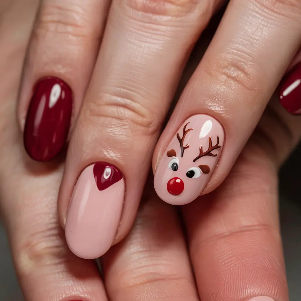 Best Gel Nails Christmas 2025 Reindeer Kisses