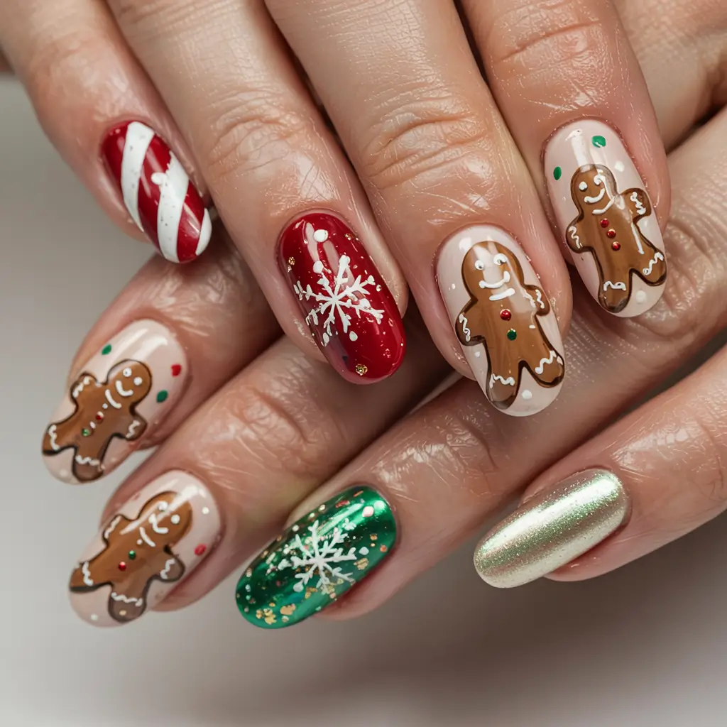 Best Gel Nails Christmas 2025 Gingerbread Wonderland