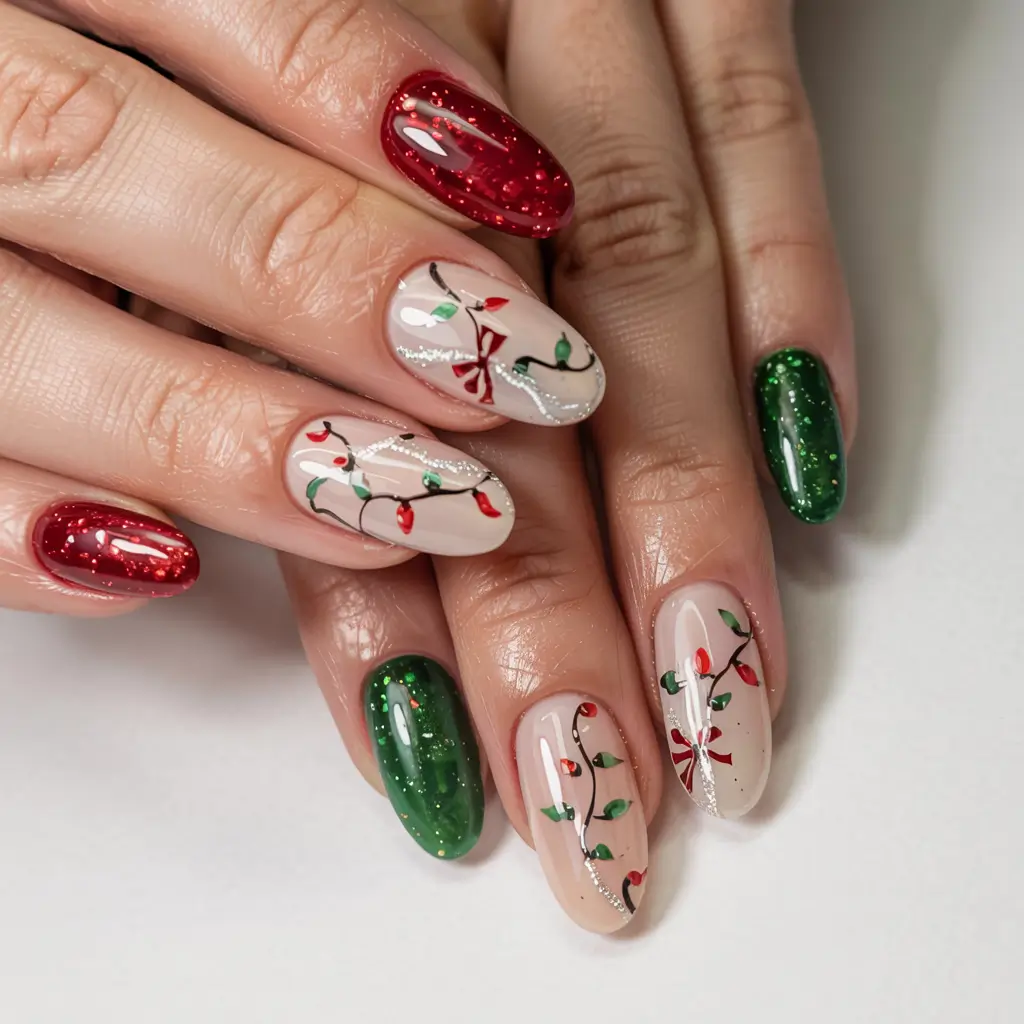 Best Gel Nails Christmas 2025 Twinkling Christmas Lights