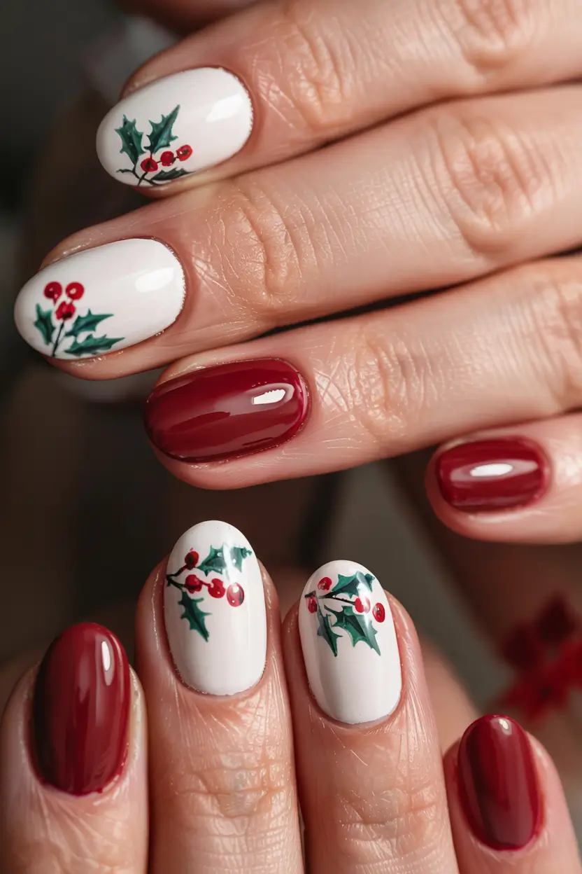 Best Gel Nails Christmas 2025 Holly Berry Charm