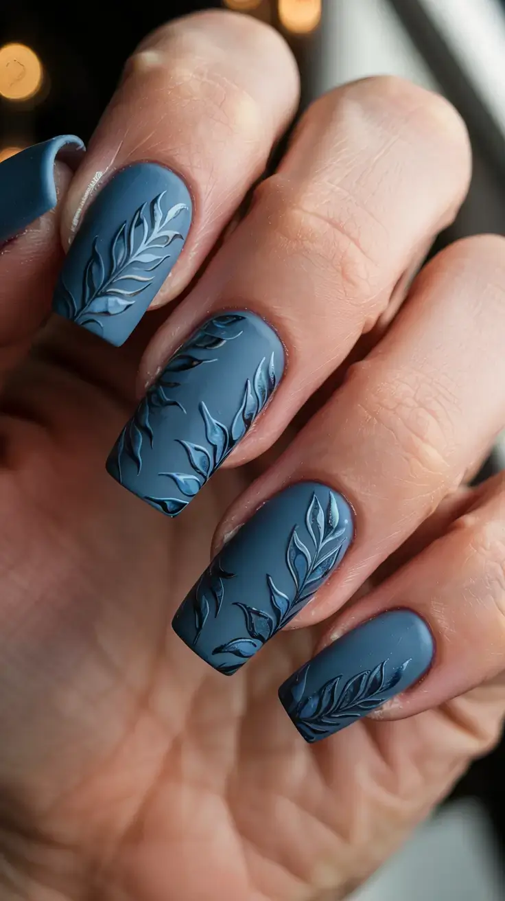 best winter nail colors ideas 2025 2026 Frosted Blue Emboss